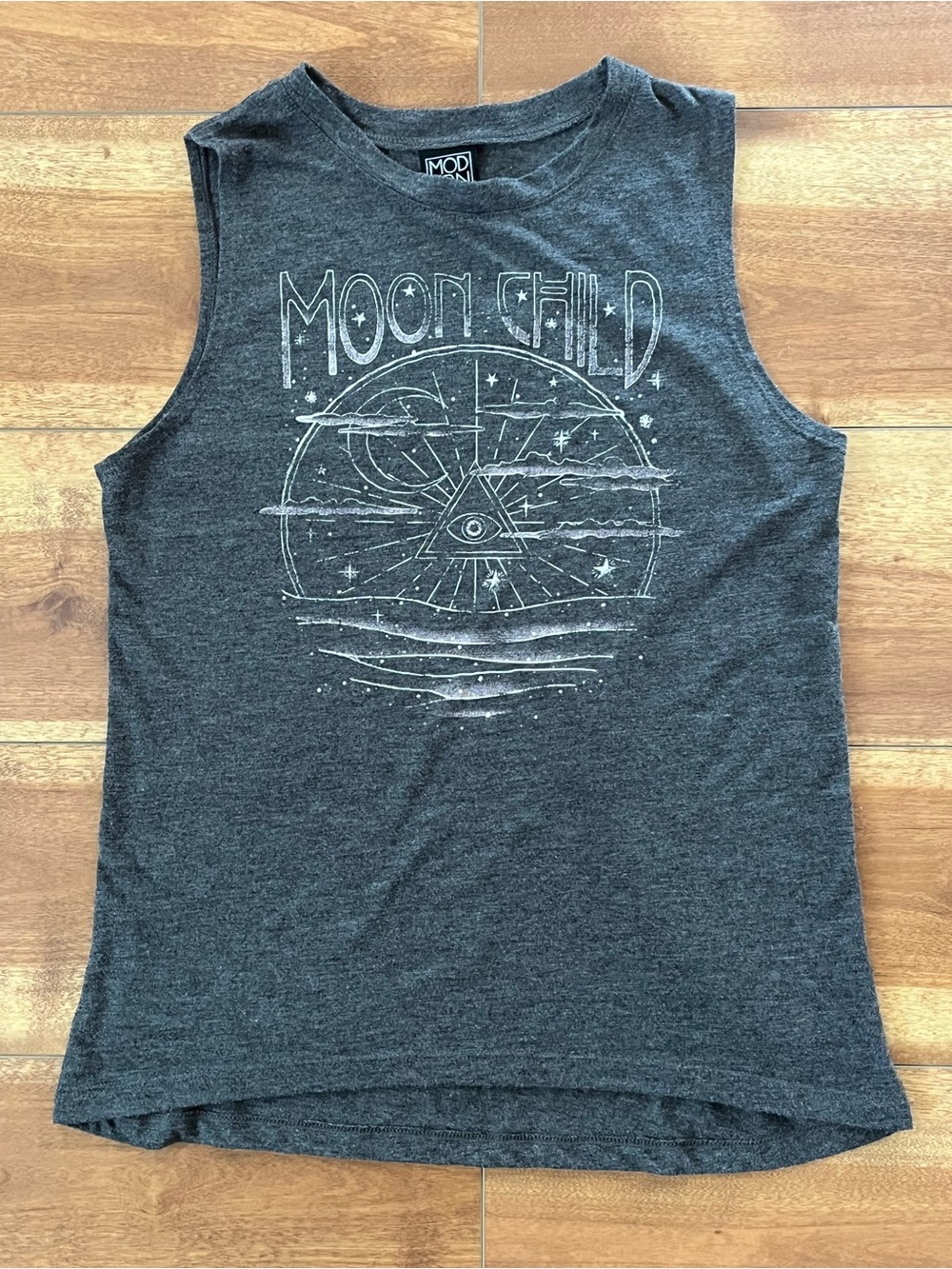 Modernlux Moonchild Graphic Muscle Tank — Charcoal Gray